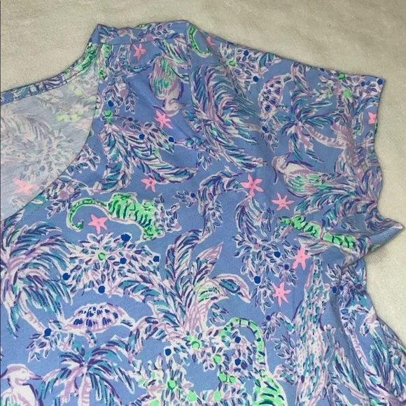 Lilly Pulitzer Womens Blue Jungle Animal Print Short Sleeve Dress - Picture 3 of 5